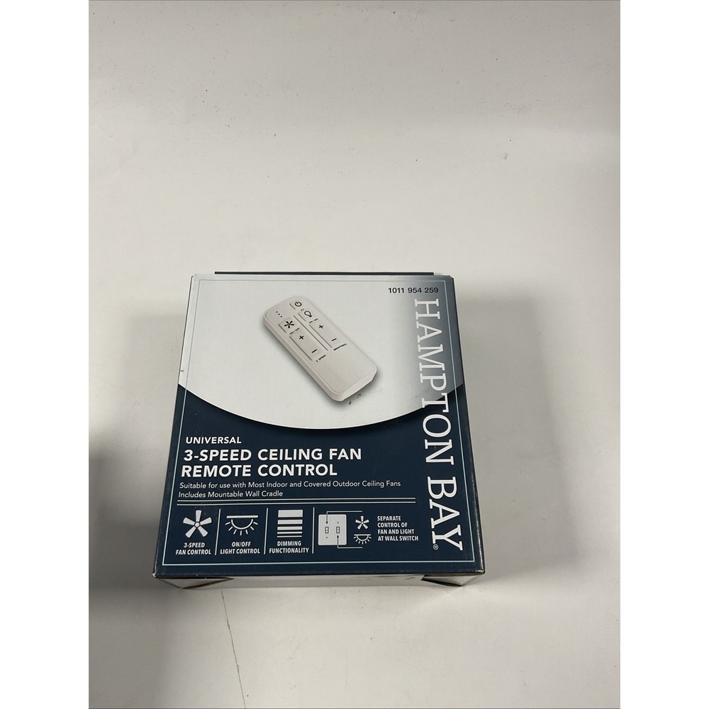 Hampton Bay White Universal 3-speed Damp Rated Ceiling Fan Remote Control with D
